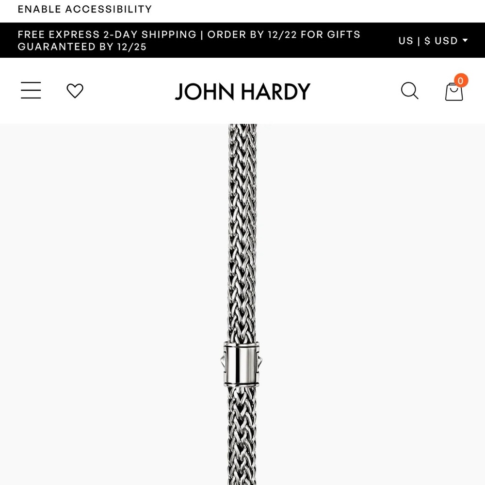 John Hardy Silver Woven 16” Unisex Necklace